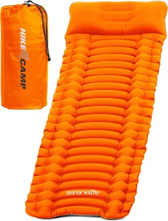 Набір для кемпінгу SereneLife: спальний килимок та спальний мішок з подушкою, водонепроникний та міцний, для походів, трекінгу та відпочинку на природі (Помаранчевий)