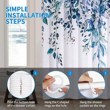 Шторка для душу REZAYMRS, 180x200 см, водонепроникна, з 12 гачками, поліестер, зелена, для ванної кімнати