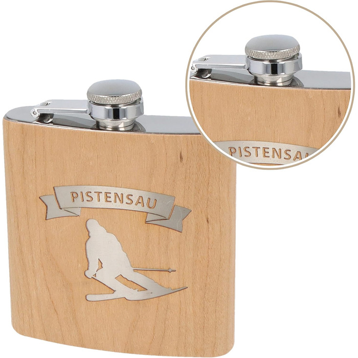 Фляга з нержавіючої сталі з гравіюванням 'Пістензау' - Оригінальний подарунок для любителів лиж та сноуборду | Ідеально для афтескі та зимових пригод