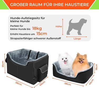 Автокрісло для собак Babenest, підсилене, чорне, розмір M, з ременями безпеки