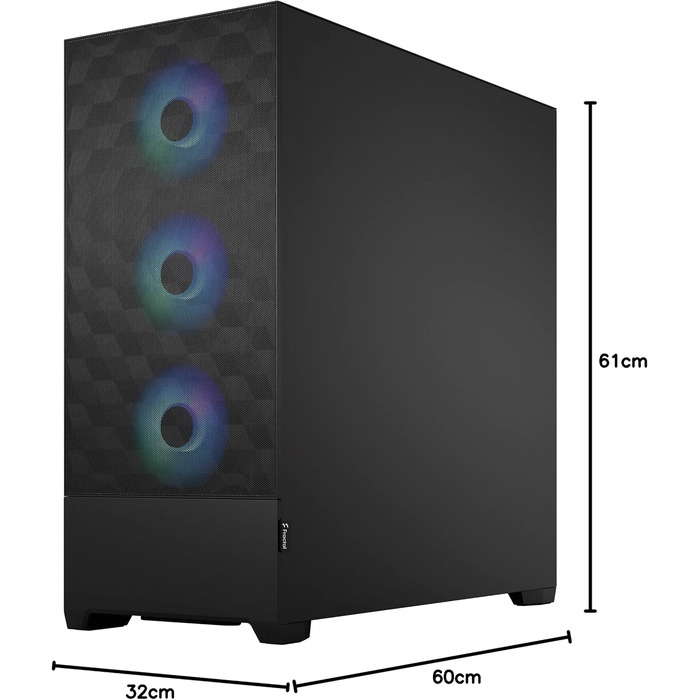 Корпус для ПК Fractal Design Pop Black з темперованим склом та сіткою Honeycomb Mesh - RGB, XL, для геймінгу
