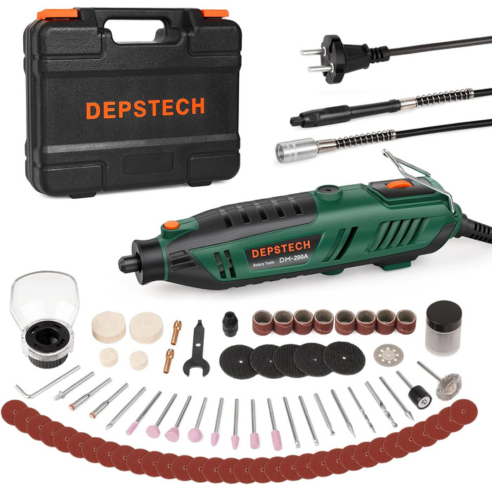 200W Multifunction Tool, Rotary Tool with 6 Variable Speed Settings 10000–40000 RPM, Multitool Set with 128 Accessory Set for Engraving, Drilling, Cutting, Grinding, Carving, Polishing, Sharpening