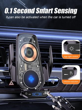 Бездротовий автомобільний зарядний пристрій AmazeFan 15W Qi з тримачем для телефону, чорний