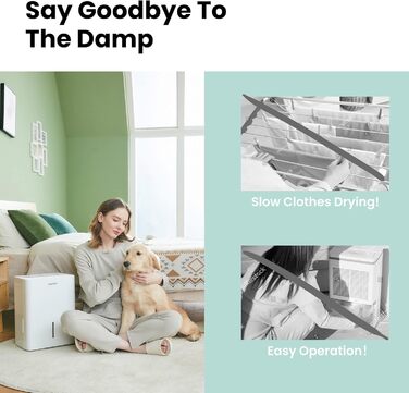 Comfee Dehumidifier 10L/24h, Room size approx. 40m³ (16m²), LED Display, Against Moisture, Mold, MDDN-10DEN7, R290, Automatic Dehumidification