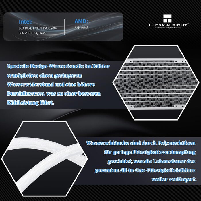 Thermalright Frozen Infinity 360 WHITE - рідинний кулер CPU з трьома вентиляторами, 2000 RPM, для AM4/AM5, Intel LGA115X/2011/1700/1851