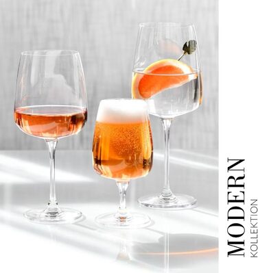 Набір келихів Krosno для білого, рожевого вина та Prosecco, 4 шт., об'єм 650/480 мл, сучасна колекція, ідеально для дому, ресторану та кухні, можна мити в посудомийній машині