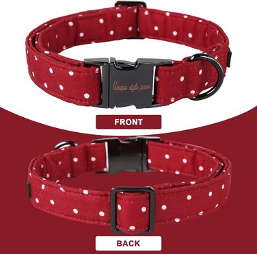Нашийник для собак Unique Tyle Paw, регульований, м'який та зручний, в клітинку, для собак маленьких, середніх та великих порід, обхват шиї 25,4–40,6 см (M, Червоний)