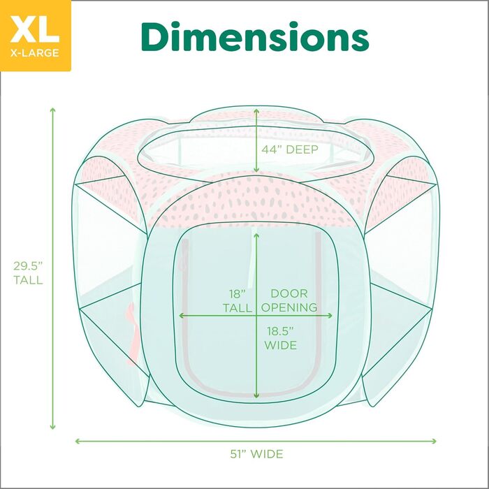 Furhaven Будинок для собак та котів – портативне огорожа, намет, ігровий майданчик для цуценят, великий (Зелений/Рожевий, Extra Large)