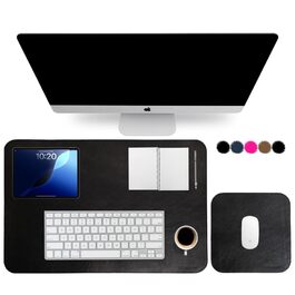 Підкладка на стіл зі шкіри, чорна, 2 шт. (XXL + Mousepad)