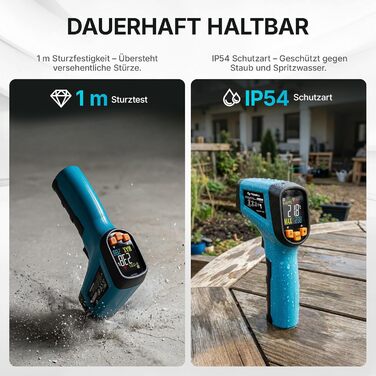 Інфрачервоний термометр Tilswall IR з лазерним цільовим прицілом (-50°C до 800°C) для приготування їжі, барбекю, піци, морозильних камер та промисловості