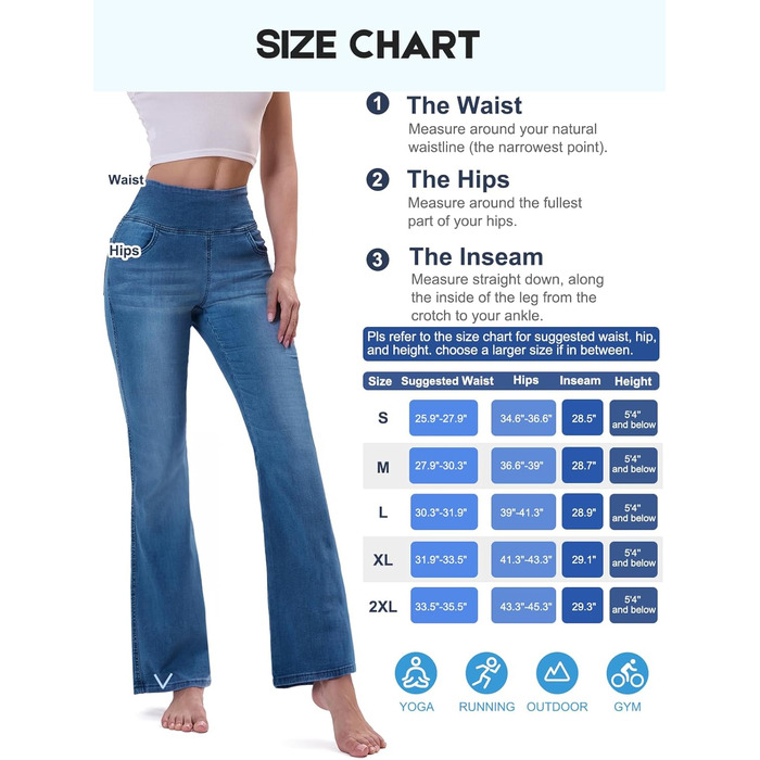 Джинси жіночі Chase Hot Bootcut, висока талія, еластичні джеггінси з кишенями, середній блакитний колір, розмір XL, внутрішній шов 29