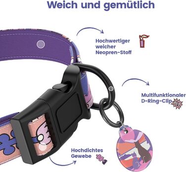 Набір повідка та нашийника для собак, регульований, для щоденних прогулянок, фіолетовий, XS (22-30 см, 1.5 м)