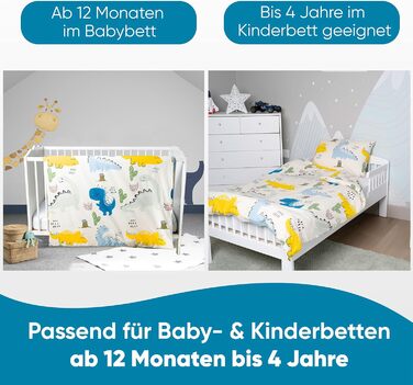 Комплект постільної білизни для ліжечка Kinderbettwäsche з динозаврами 100x135/40x60, 100% бавовна, для хлопчиків, прання при 60°C