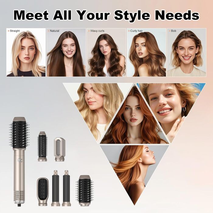 Набір для укладки волосся Souvik 6шт: щітка-фен, плойка, об'єм, сушка - срібло