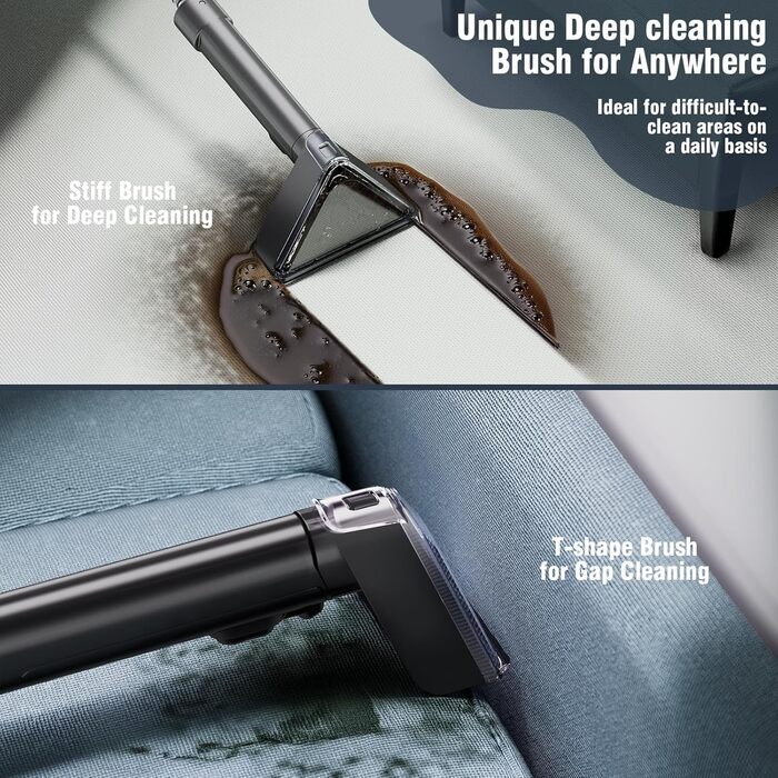 Апарат для чищення м'яких меблів та килимів 600W, 22kPa, для дому та авто, чорний