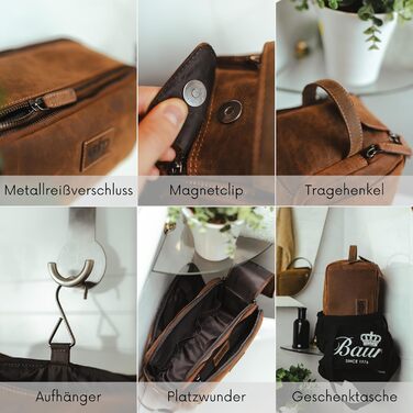 Чоловіча/Жіноча Туалетна Сумка Baur з Екошкіри, Коричнева | Культова Сумка з Місцем для Усього