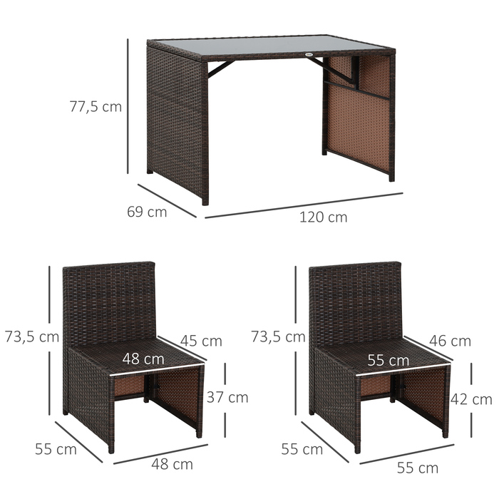 Набір садових меблів Outsunny з ротангу Polyrattan, 5 предметів. Лаунж-набір для саду, балкону або тераси, стійкий до погодних умов та елегантний.