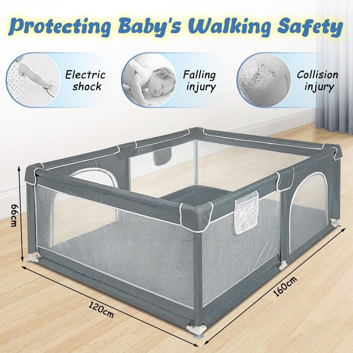 Льотний вольєр для цуценят з дверцятами, вольєр для цуценят або маленьких собак, міцний загін з товстого полотна та сітки з нейлону, висока зносостійкість, можна прати в пральній машині, для використання в приміщенні та на вулиці, 180 x 120 x 66 см – світло-сірий (120 x 160 x 66 см - темно-сірий)