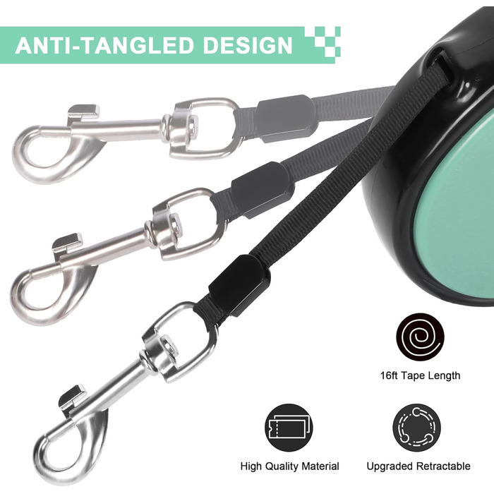 Висувна повідка для собак, 5 м, для собак маленьких та середніх порід (до 25 кг), антизаплутування, міцний нейлоновий трос (рожево-білі крапки), колір: зелений