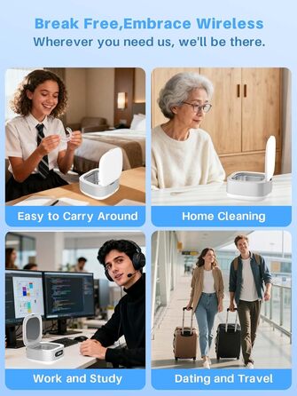 Ультразвуковий очищувач Voraiya 4000mAh IPX7 для зубних протезів, брекетів, кап, ювелірних виробів, срібла - портативний, акумуляторний