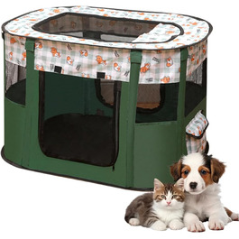 Клітка-манеж для цуценят та тварин, 70x55x40 см. Оксфорд, водовідштовхувальний манеж для собак, кроликів, котів та морських свинок. Для дому та вулиці (темно-зелений)