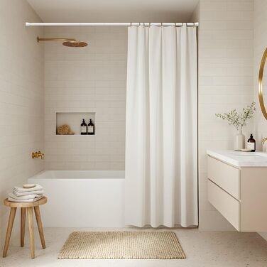 Штанга для штор без свердління 113-196 см, телескопічна, для ванної, вікна, кухні, шафи, біла (1 шт.)