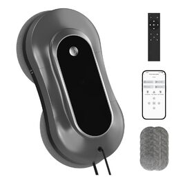 Робот для миття вікон інтелектуальний Yw160s Grey DE3 з дистанційним керуванням та додатковим розпиленням води, для внутрішнього та зовнішнього використання, 12 серветок