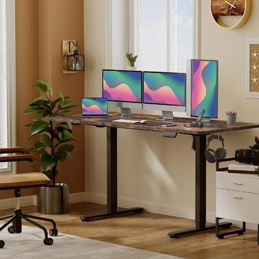 VOSATRON Electric Height Adjustable Desk 160x60cm with Memory Control & Anti-Collision Technology - Standing Desk with Wheels, Joiner Board, Black Frame/Black Tabletop