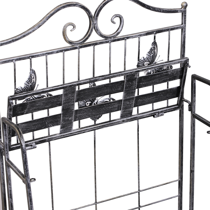 Outsunny Plant Shelf, Plant Stand, Flower Shelf, Flower Stand, Flower Ladder, Garden Shelf, 3 Tiers, Metal, Silver Gray, 44 x 25 x 96 cm