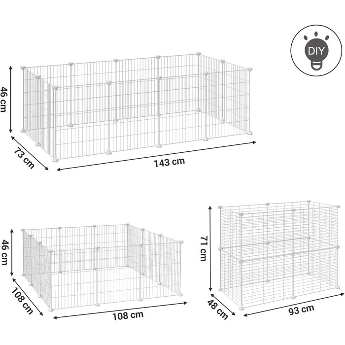 Клітка для дрібних тварин SONGMICS LPI01H, металева, 143 x 73 x 46 см, біла