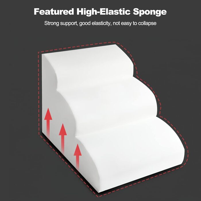 Сходинки для тварин Galatée: 3-ступеневі сходи з щільного пінополіуретану, знімний чохол на блискавці, для собак та інших домашніх тварин (Світло-коричневий)