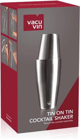 Vacu Vin Cocktail Shaker - 1 Tin-on-Tin Boston Cocktail Shaker - Perfect for Bartenders, Mixologists, and Home Bar Enthusiasts - Dishwasher Safe, Silver