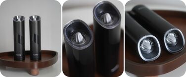 Набір для солі та перцю Gravity, 2 шт., LED-підсвічування, регулювання помелу, 85 мл, елегантний чорний колір