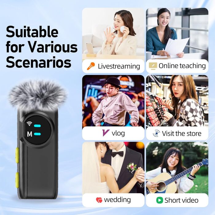 USB-C Беспроводной петличный микрофон 2-в-1 для iPhone, с шумоподавлением KI, мини-микрофон для видеоблогинга, видео, подкастов, интервью, TikTok, YouTube - Черный (2 TX + 1 RX) A5-Basic Black (2 в 1)