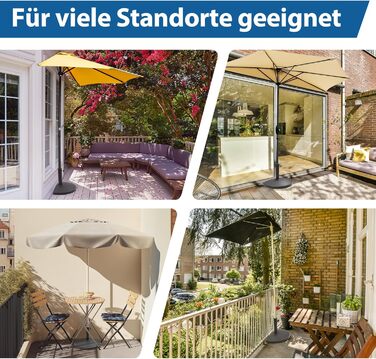 Paramondo Half-Round Umbrella Stand - Weatherproof umbrella stand with mast thickness 35-50 mm, including adapter, balcony stand, 9 kg, black