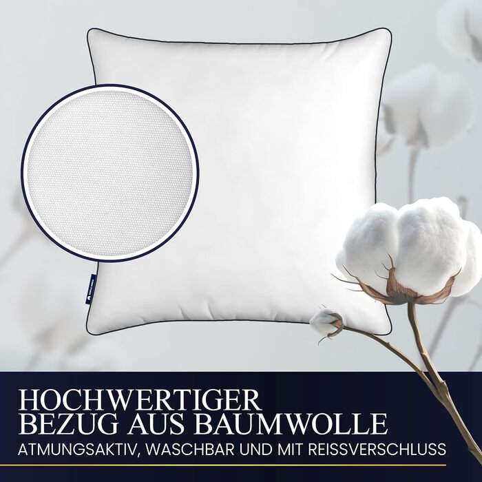 Gentle North High-Quality Hotel-Style Pillowcases (80x80 cm) - 2-Pack Fluffy, Ergonomic Sleep Pillows (Ökotex 100 Certified) - With Zipper - Washable up to 60° 2x | 80x80