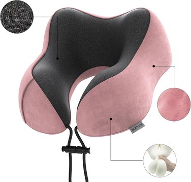 Подушка для шиї Sender Reisekissen з Memory Foam - для подорожей літаком, потягом, авто. Рожева.