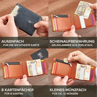 Чоловічий гаманець TRAVANDO New York з кліпсою для грошей, RFID захистом, slim дизайн, чорний