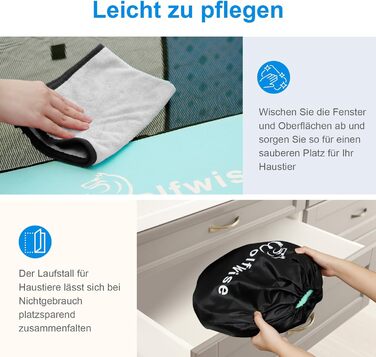 Вольвайз Вольпенлауфсталль: Переносний вольєр для цуценят 90x60x60 см, для собак, котів, цуценят, для дому та вулиці, зелений