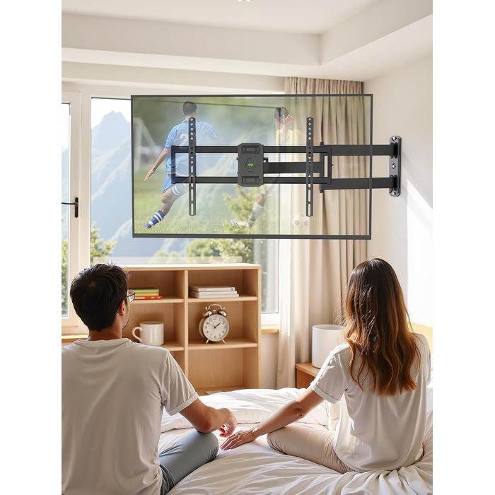 Кріплення для телевізора USX MOUNT на стіну з подовженою балкою, для LCD/LED/OLED телевізорів 37-80 дюймів, витягування 814 мм, регульоване нахилом та поворотне на 180°, VESA до 600x400 мм, вантажопідйомність до 45 кг, ідеально для кутового монтажу