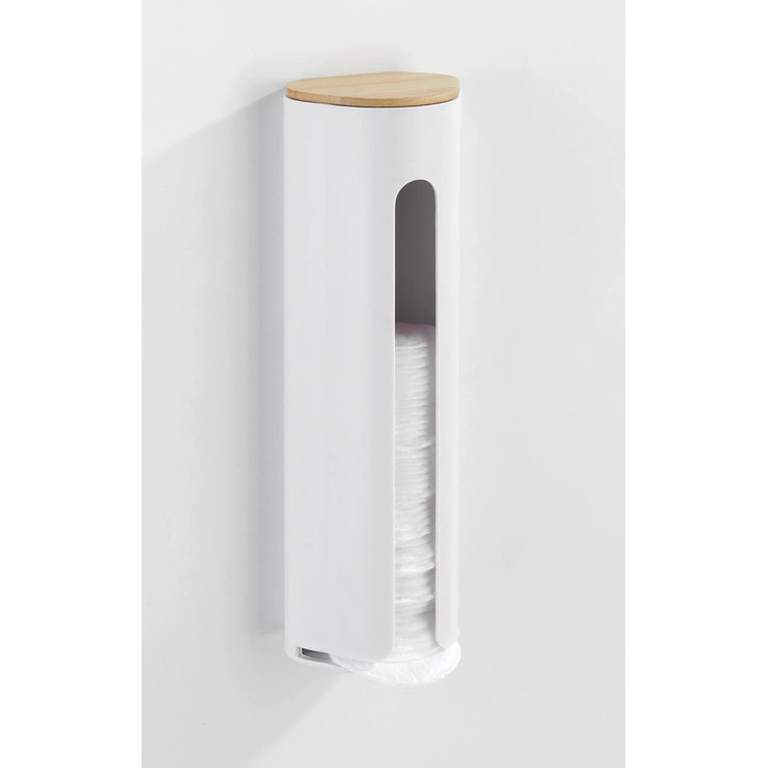 Тримач для ватних дисків WENKO Laresa, білий/натуральний, з бамбука та пластику, 8 x 25 x 6,5 см