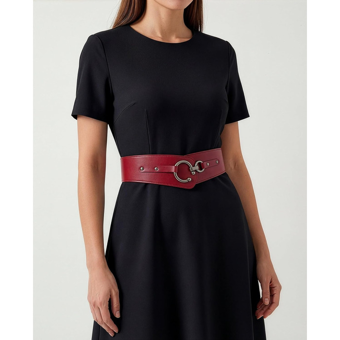 Пояс жіночий BlackButterfly Vintage з регульованою пряжкою, еластичний, червоний, розмір XL