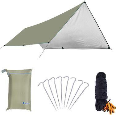 Тент Azarxis для гамака з захистом від сонця UPF 50+, водонепроникний, легкий, хакі, 3м x 4м