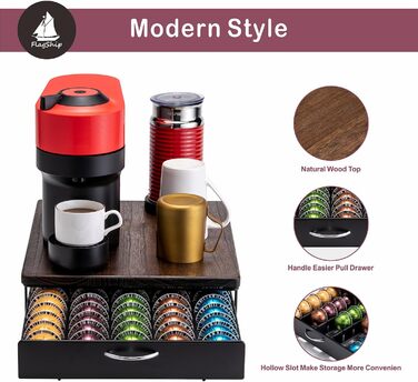Підставка для капсул Nespresso Vertuo з дерев'яною кришкою - 50 капсул