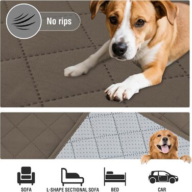Водонепроникний килимок для собак середніх порід - килимок для собак, що можна прати, захист дивану від собак, котячий килимок, пухнастий та м'який, захисний килимок для дивану, колір: тауп, розмір 77 x 178 см