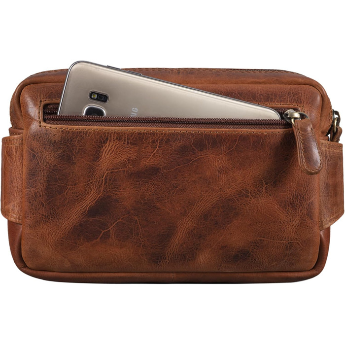 STILORD Сумка на пояс з екошкіри Vintage для чоловіків, жінок та дітей. Сумка через плече, поясна, для подорожей, фестивалів, спорту. Екстравагантний дизайн, реальна шкіра, колір: Cognac