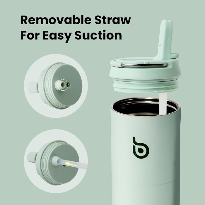 BOTTLE BOTTLE Insulated Stainless Steel Water Bottle 750 ml with Straw, Lid & Handle – Leak-Proof, BPA-Free, Double-Walled – Ideal Water Bottle for Sports, Travel & Fitness (Green)