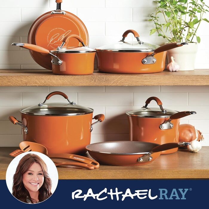 Набір посуду Rachael Ray Cucina Nonstick, 12 предметів, помаранчевий