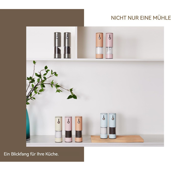 Електричні мельниці для солі та перцю 2 шт. з USB-зарядкою, 6-ступеневим жорном, LED-підсвічуванням та захистом від пилу. Перезаряджувані кухонні помічники