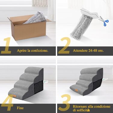 Сходинка для собак Masthome: 4 сходинки, губка, знімна та миюча оббивка, для ліжка/софи, антиковзка (сіра)